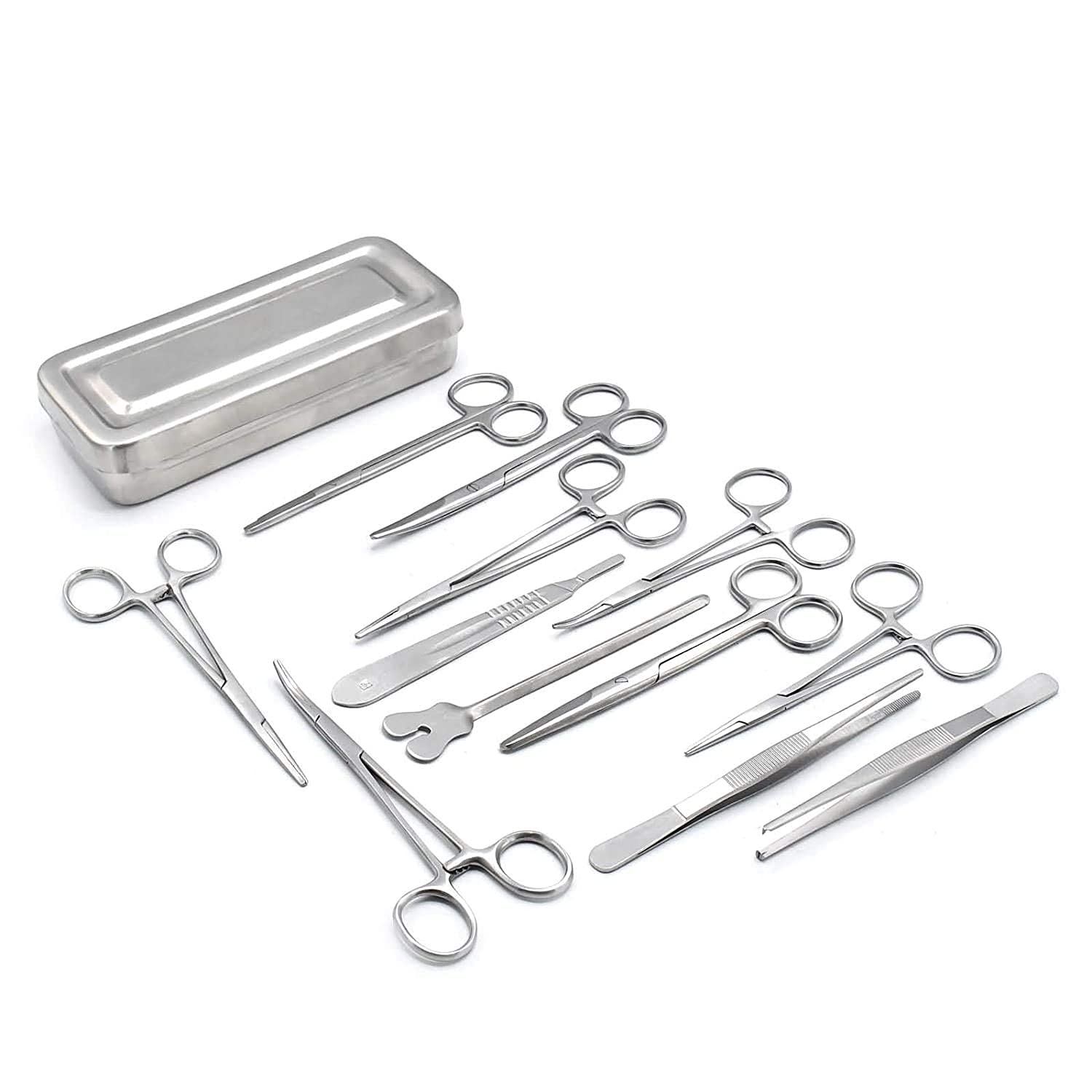 OdontoMed2011 Set of 13 Pieces Basic Surgi Forceps Scissors Needle Holder Kit Stainless Steel Box Instruments DS-1290