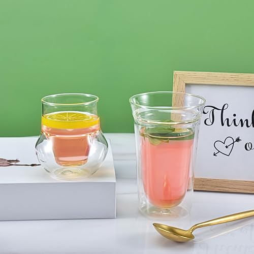 Miniatura 3 de Koythin Taza de café de vidrio de doble pared, taza de café expreso, tazas aisladas transparentes de doble capa, taza de vino de 4 onzas para té con