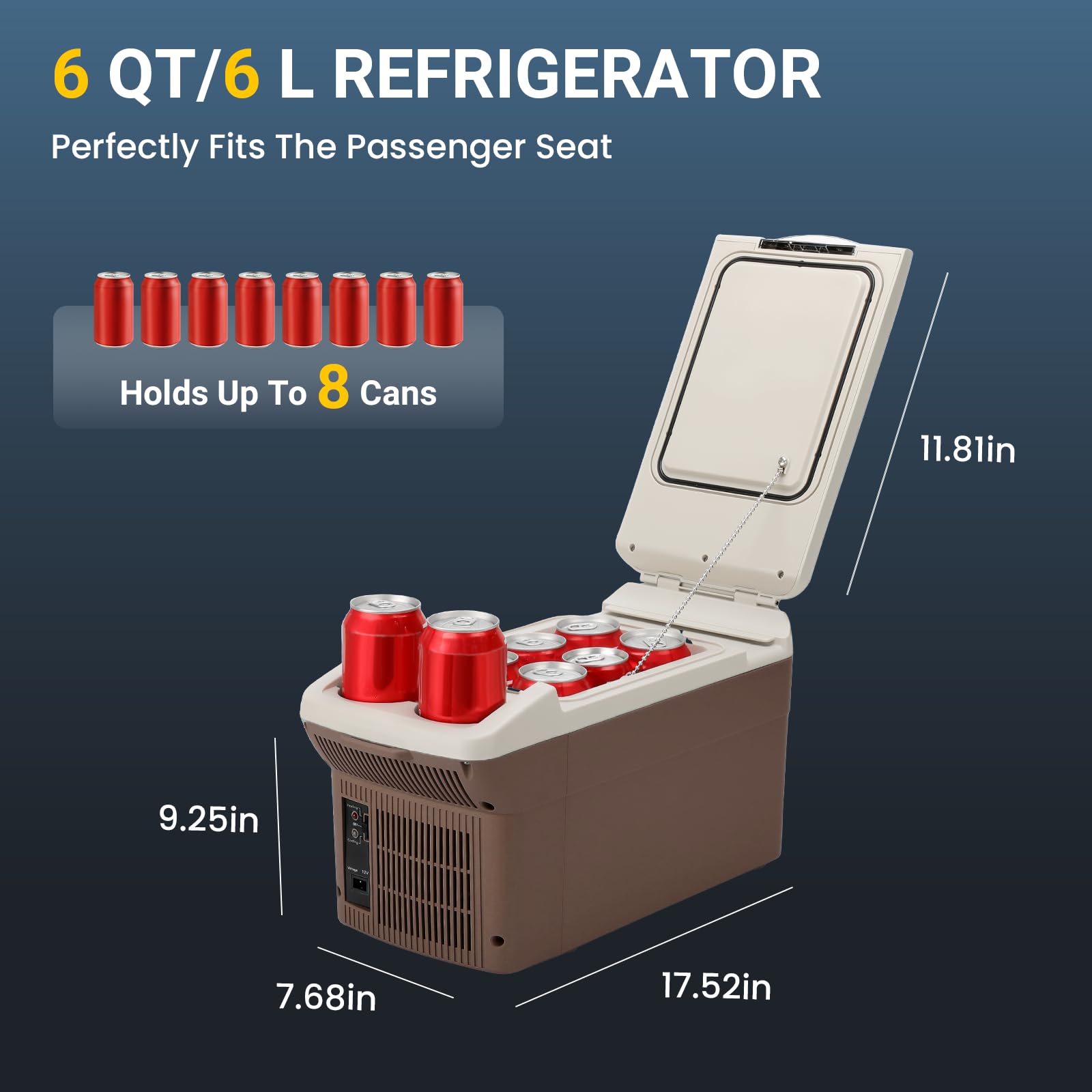 12V Car Refrigerator Cooler Warmer 6 Quart 6L 40 140 12 Volt DC 110V AC Electric Car Fridge — view 5
