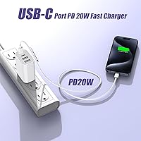 Vista 5 de Bloque de carga rápida USB, adaptador de carga de 4 puertos de 40 W para iPhone Dual USB C, cargador rápido multipuerto tipo C para iPhone 17/17