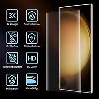 Vista 3 de Protector de pantalla para Galaxy S23 Ultra (paquete de 2+2) con protector de lente de cámara de vidrio templado, fácil instalación, compatible