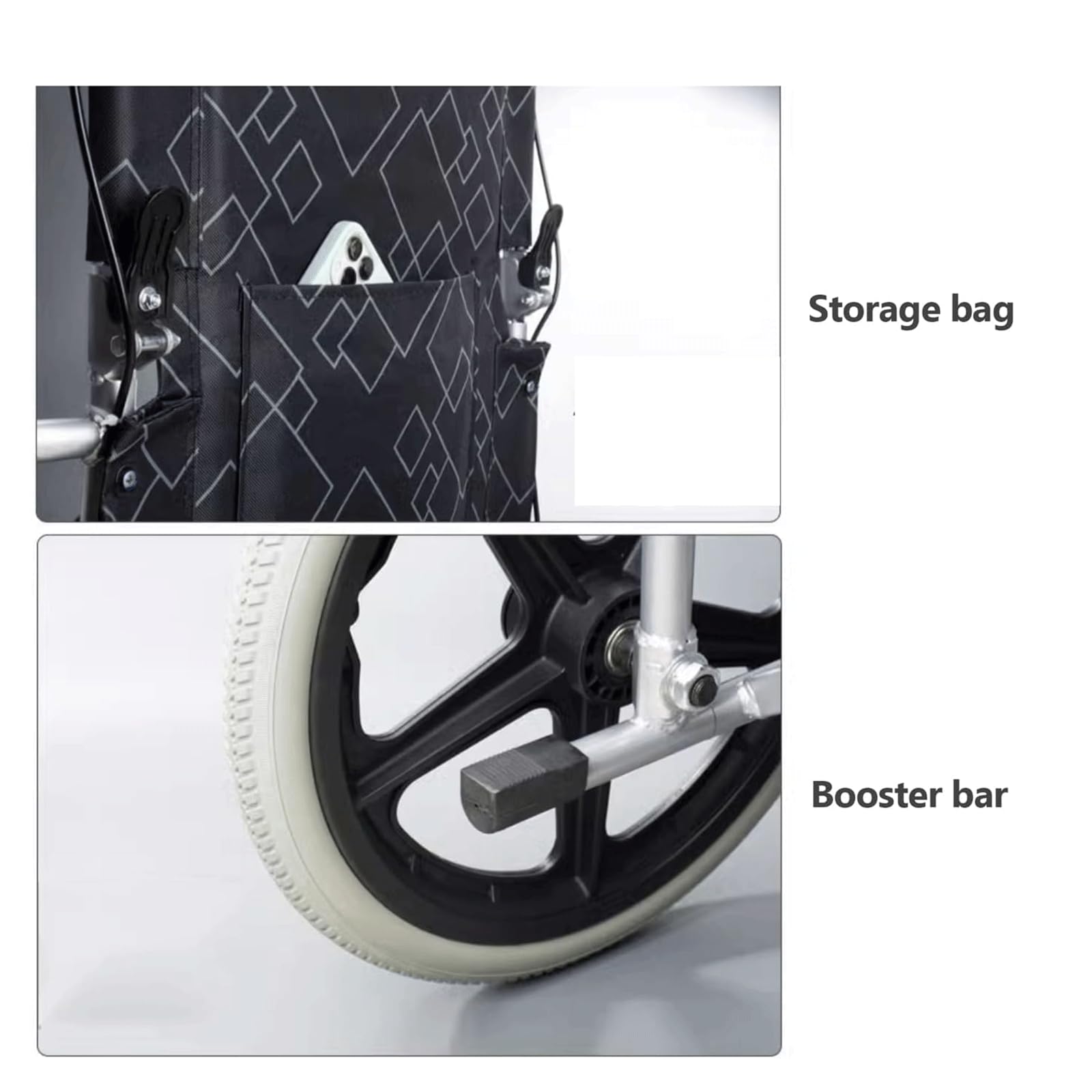 Silla Ruedas Sillas de Ruedas Plegables, sillas de Ruedas de Transporte portátiles con Freno de Mano, Silla de Ruedas Manual Ligera de Acero al Carbono Fácil de operar