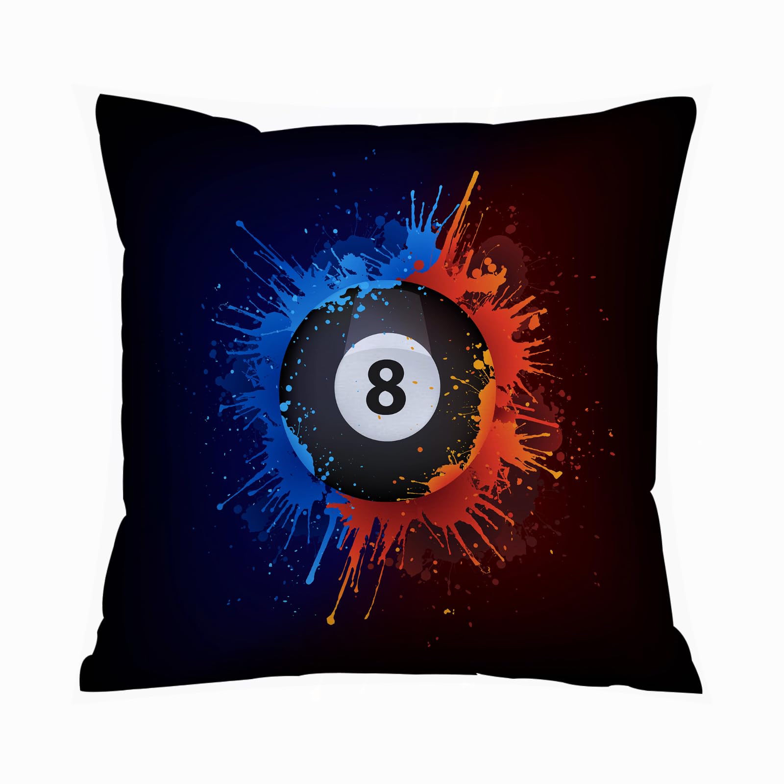 ERRTU Throw Pillow Case Pillowcase Square Printed Cushion Cover for Living Room Sofa Couch Bed Car,Pool Billiards Ball,18x18 in