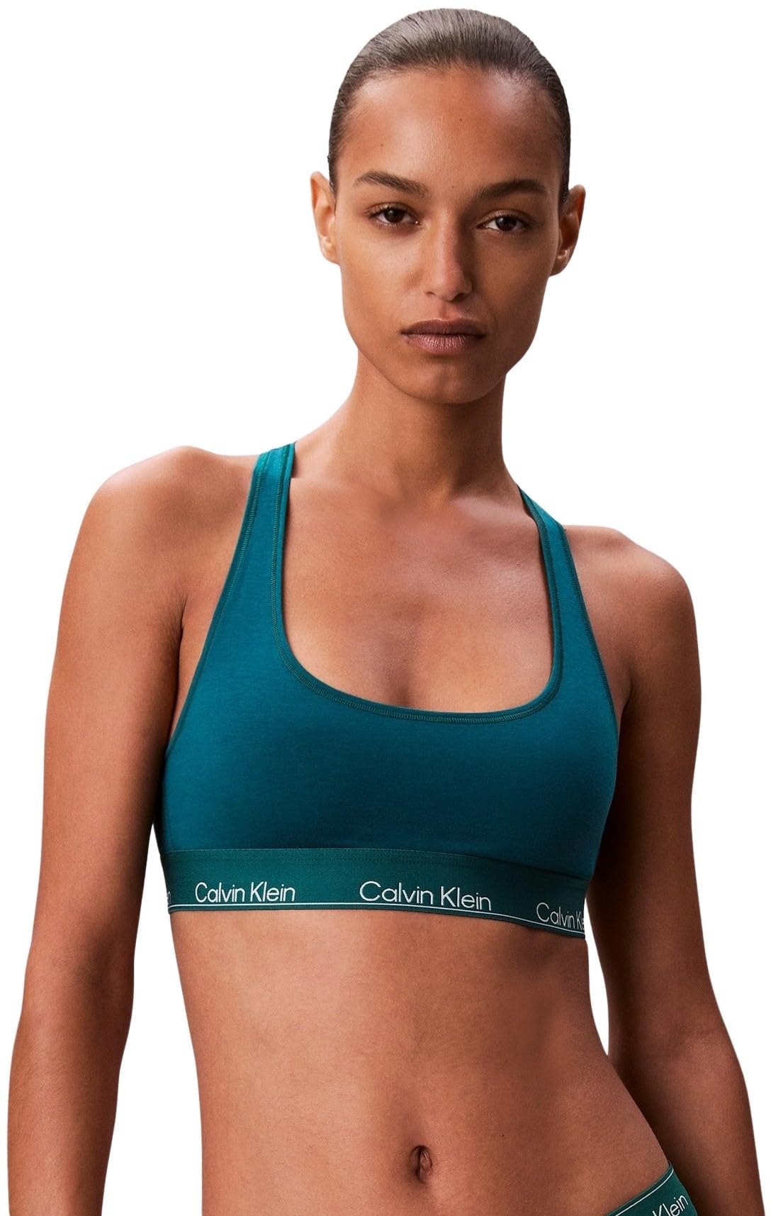 Calvin Klein Women’s Unlined Bralette with Logo Band, Blue (Turf), XXS