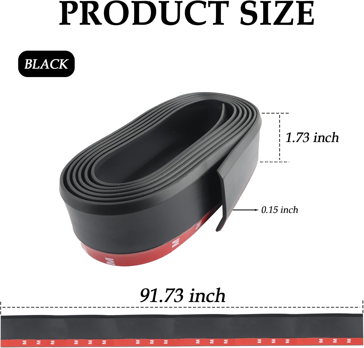 7.64Ft Car Front Bumper Lip Spoiler with Self-Adhesive,Rubber Bumper Protector Protects Bumper Lip,Universal Front Lip Spoiler Automotive Exterior Accessories for Car Truck SUV (Black)