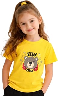 Girls Yellow Half Sleeve T-Shirt Price In India
