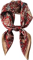 ANDANTINO 100% Mulberry Silk Square Scarf 25.6x25.6" - Luxurious Hair Wrap Neckerchief Headscarf for Women Men
