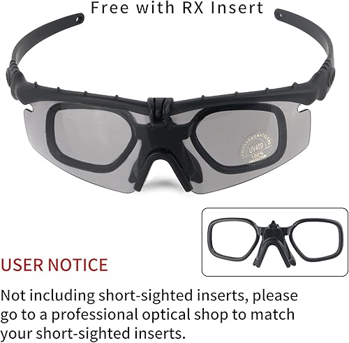 Miniatura 2 de FOCUHUNTER Gafas tácticas, gafas de seguridad para disparar, gafas de sol con protección UV400 antivaho con 3 lentes intercambiables