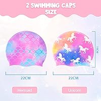 Vista 2 de Paquete de 2 gorros de natación de silicona duraderos para niños y niñas pequeños, impermeables, para piscina, piscina, cómodos sombreros