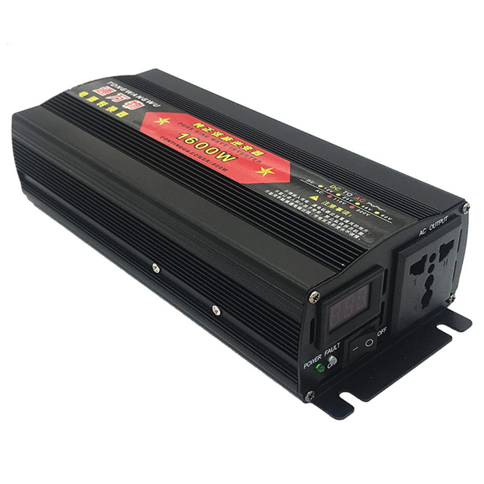 Przetwornica Czystej Fali Sinusoidalnej DC 12V 24V 48V 60V do AC 220V, Przetwornica Napięcia Samochodowego Moc Szczytowa 1000W 1600W 2000W 2600W 3000W 4000W 5000W 6000W 8000W,1600W-12V