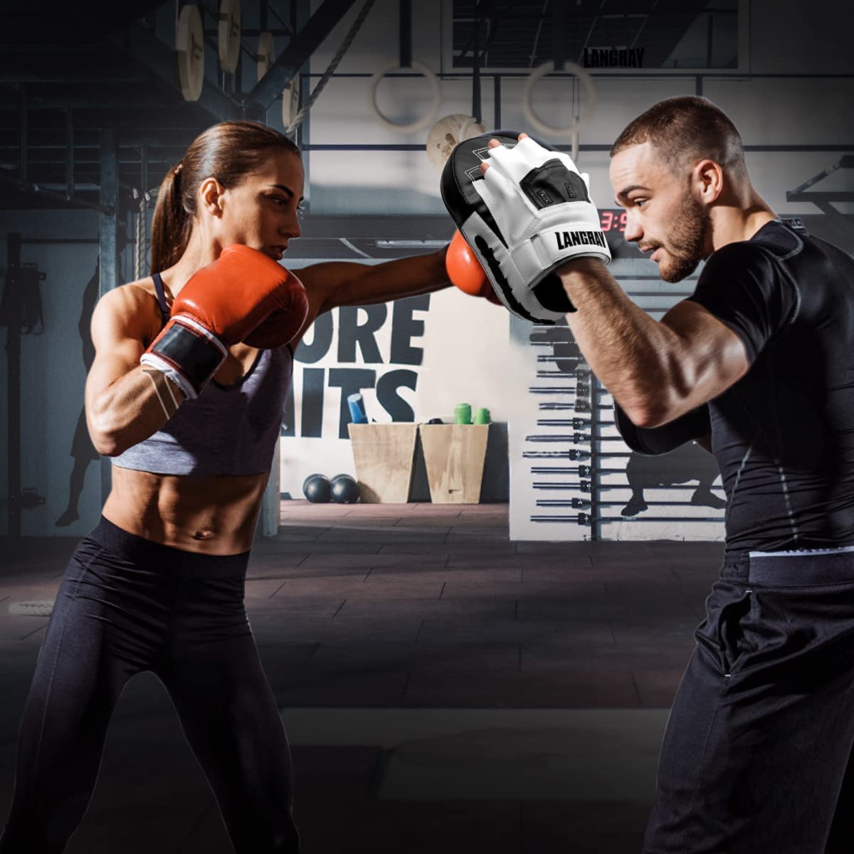 LangRay Pattes d'ours Boxe Muay Thai Paos Frappe Cible Boxing Pads pour Entraînement de Boxe Taekwondo Sport de Combat