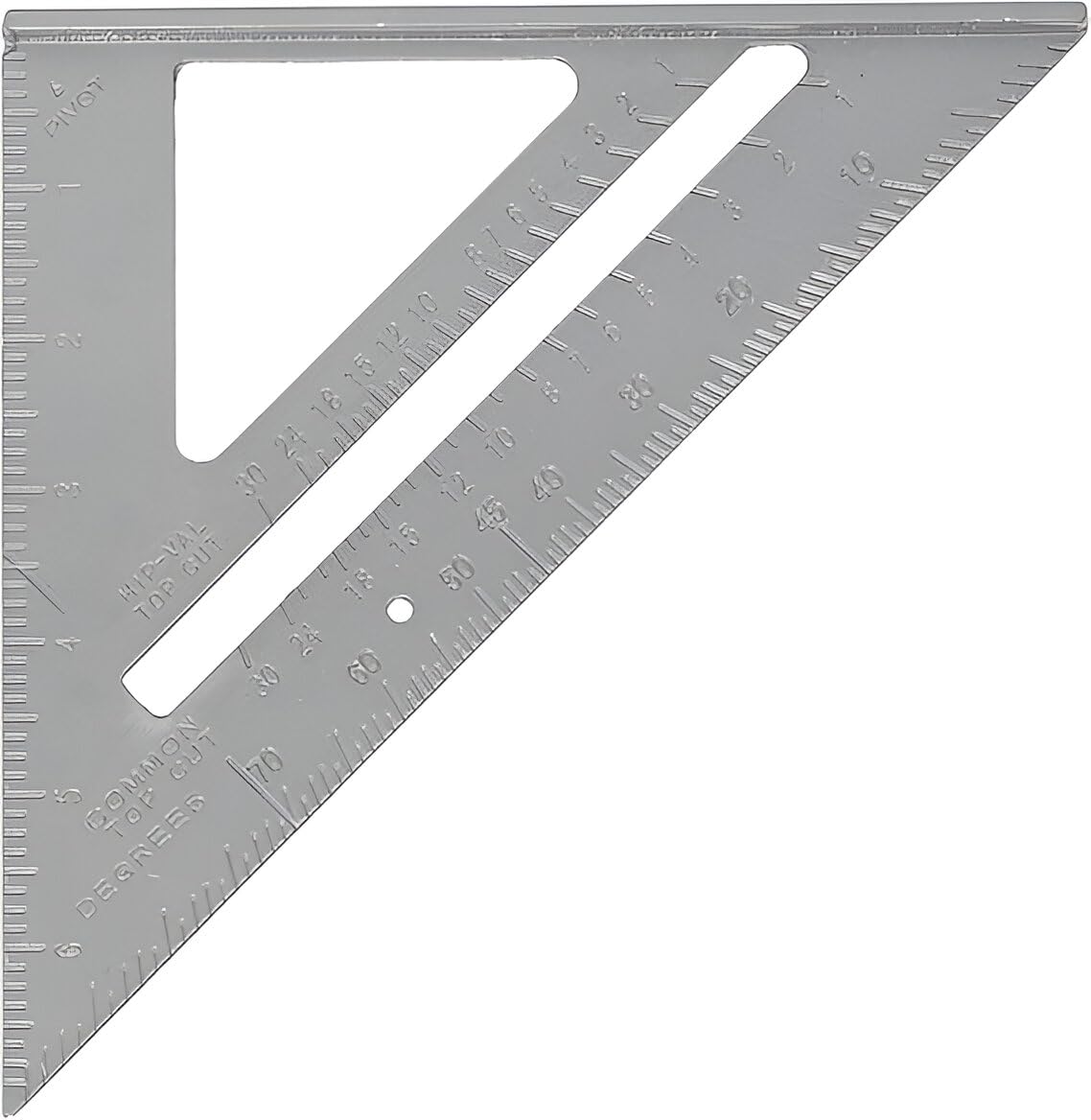 Speed Square 7-Inch – Double-Sided Scale 45° & 90° Triangle Ruler Measurement with Metric Inch – Aluminum Alloy Rafter Square Tool for Carpentry, Woodwork, Industrial Construction (Pack of 1)