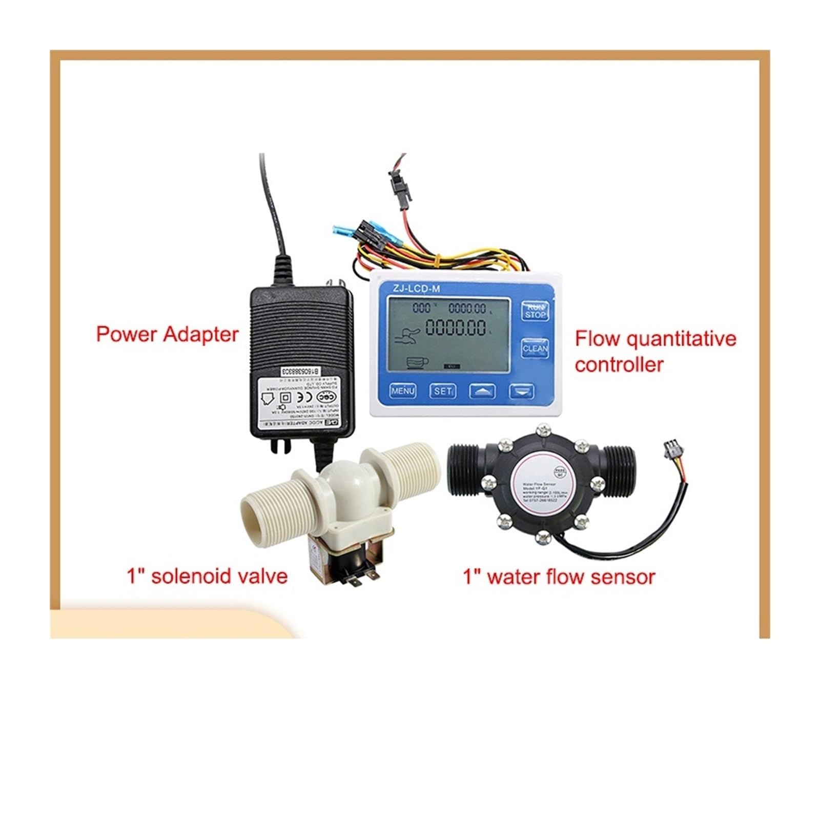 Controlador cuantitativo de Flujo con Pantalla Digital DN25, Sensor de Flujo de Agua de 1 ", Uso de válvula solenoide for controlar y Mostrar el Flujo de líquido
