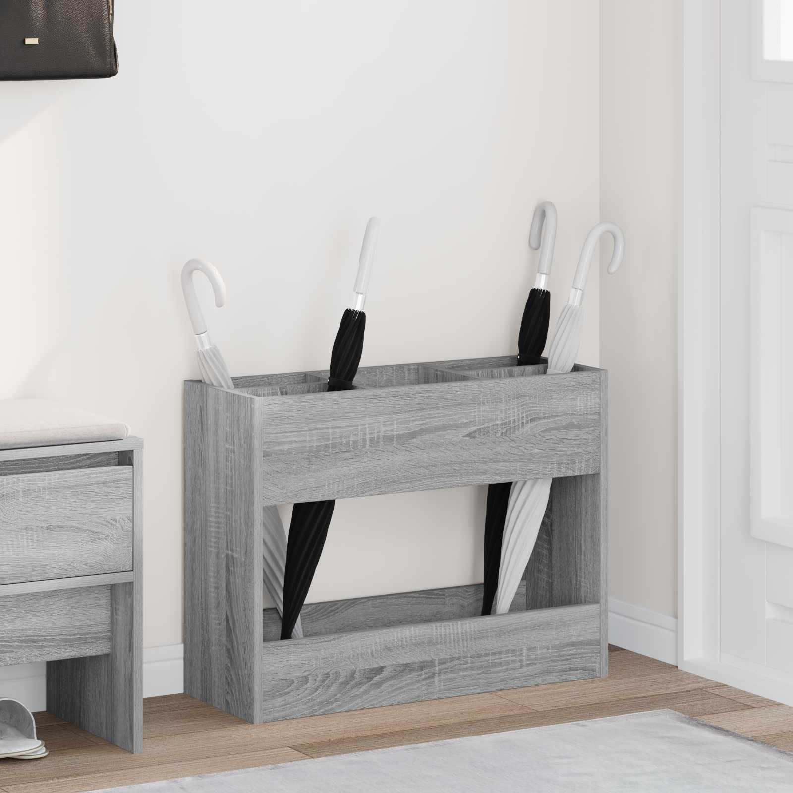 Portaombrelli in legno, 65 x 24 x 50 cm, moderno portaombrelli da corridoio, rettangolare, per ombrelli, cappelli e sciarpe