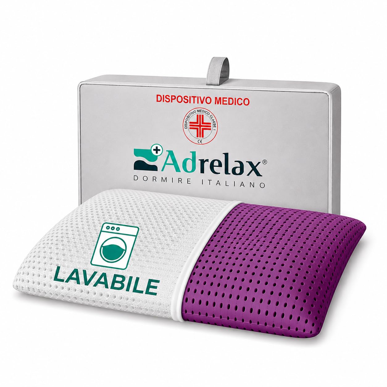 Cuscino Cervicale Lavabile in Lavatrice Nuvola Wash AD Relax® – Guanciale Memory Foam con Gel Traspirante – Ortopedico Antiacaro Anallergico – Ideale per Dormire sul Fianco e Supino – Made in Italy