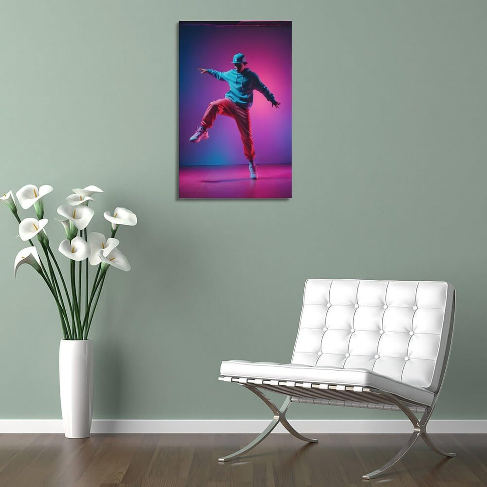 ZLQYHW Poster con ballerino hip hop, street dance B-boy, su tela, decorativo, per camera da letto e per la famiglia, 40 x 60 cm