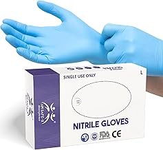 AM SAFE-X delivering the best Nitrile Powder-Free Gloves, Blue -100 Pieces (Large), Pack of 1
