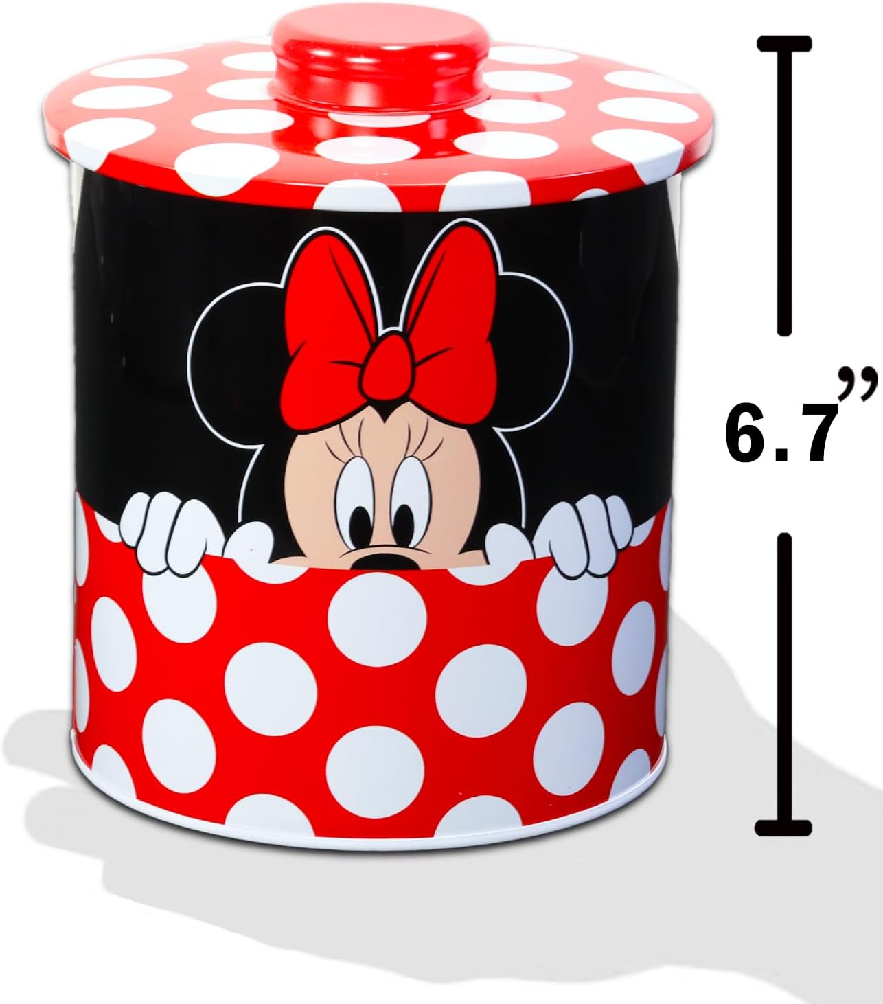Disney Mickey and Minnie Cookie Jar Set - Bundle with 2 Mickey Mouse and Minnie Mouse Tin Canister Jars with Lids for Snacks, Cookies, Bathroom Essentials, More Plus Stickers Kitchen Accessories