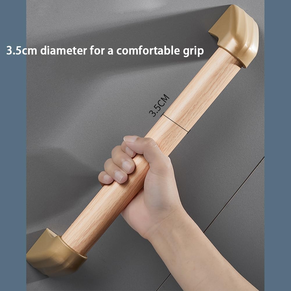 Barra de baño Acero Inoxidable 304 imitación Grano de Madera Impermeable Barra para Ducha WC Antideslizante Asidero Pasamanos para minusválidos Embarazada para Hospital 30-100cm