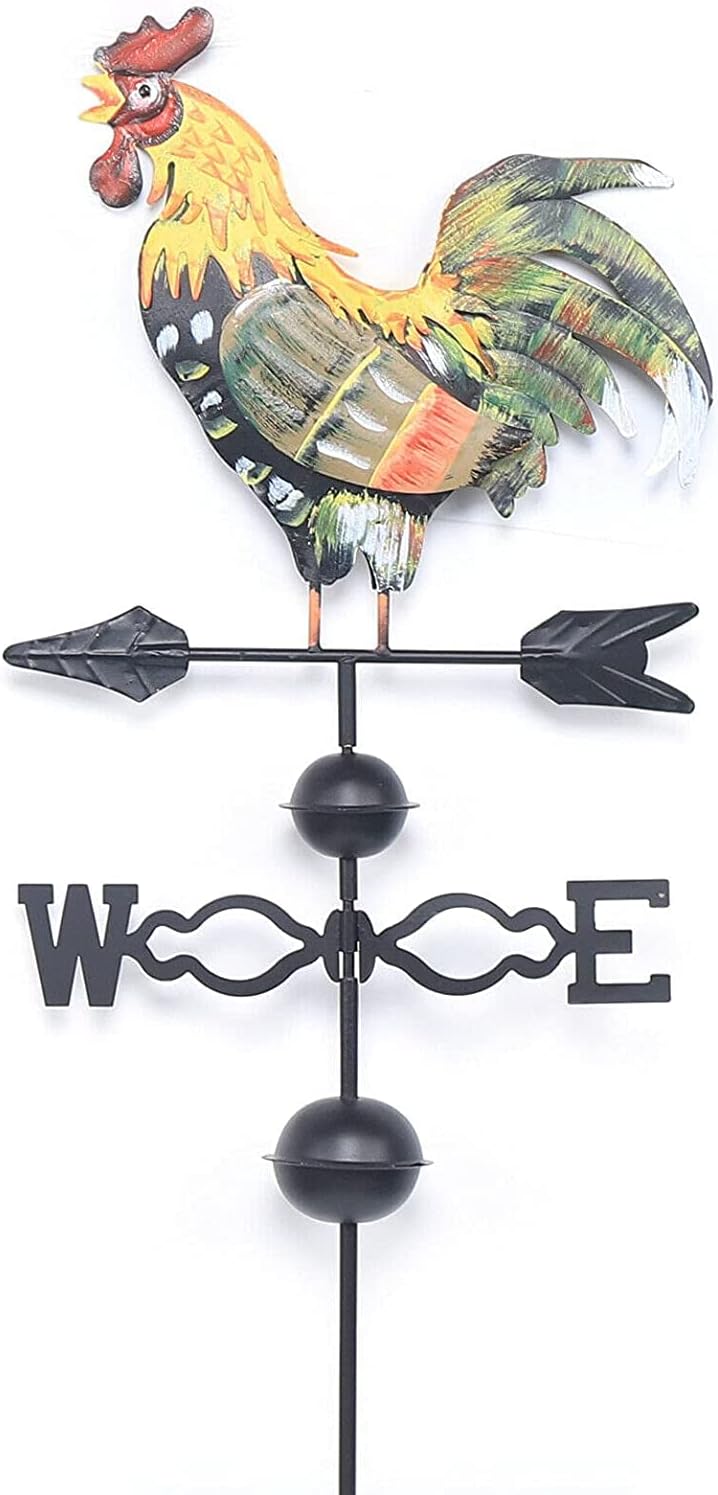Weathervanes Rooster Weathervanes Roofs Rooster Multicolor Metal Weather Vane with Rooster Ornament Garden Patio Decor