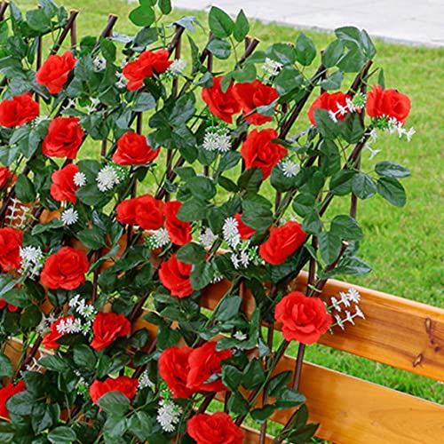 Cerca de madera artificial para terrazas y balcones con flores 5