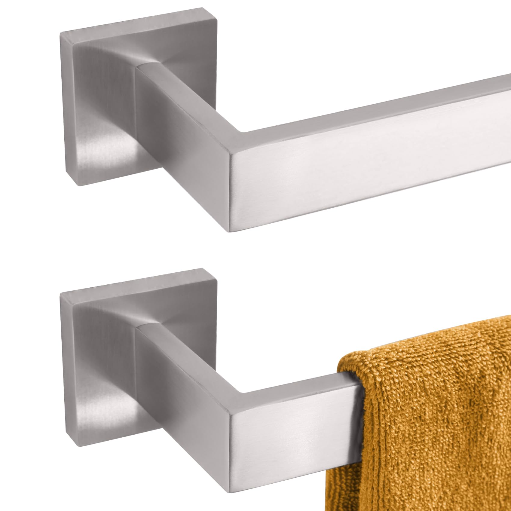 KOKOSIRI 24-Inch Single Towel Bar, Bathroom Kitchen Towel Holder, Wall Mounted Stainless Steel Towel Rack 2 Pack, Brushed Nickel, B4003BR-L24-P2