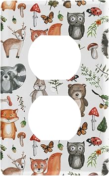Cute Animals Light Switch Cover Decorative Receptacle Outlet Wall Plate Guard Plastic Light Switch Plates for Living Room Home Decor Kitchen Duplex Outlets Cover