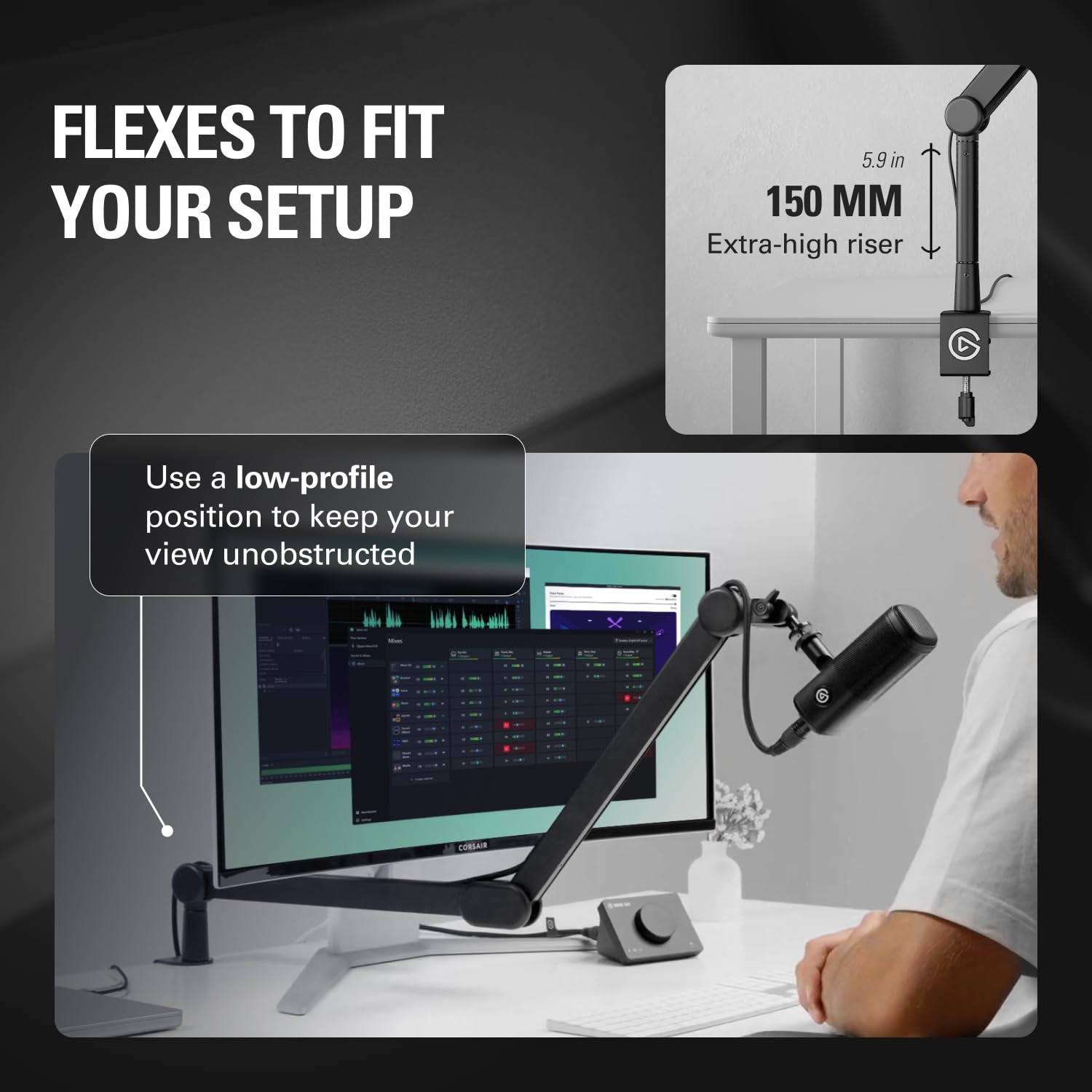 Elgato マイクアーム 20AAN9901 Elgato Wave Mic Arm LP 薄型デザインマイクアーム