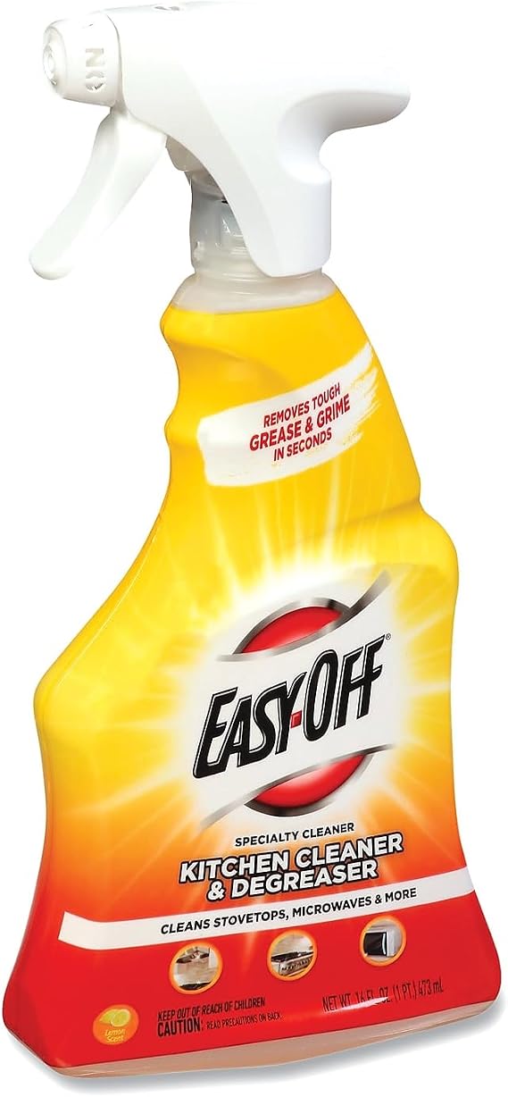 Easy Off Specialty Kitchen Degreaser Cleaner, Clear, Lemon, 16 Fl Oz