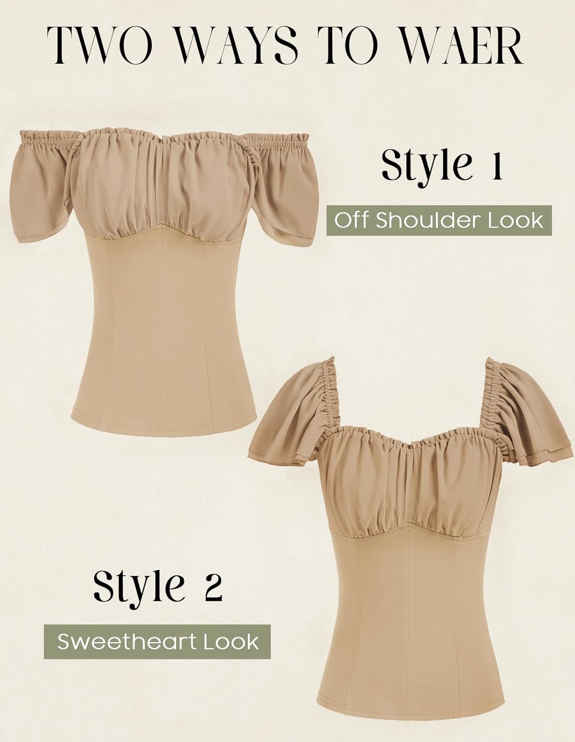 Scarlet Darkness Women Renaissance Shirt Off Shoulder Flutter Short Sleeve Top Summer Square Neck Peasant Blouse - Image 4