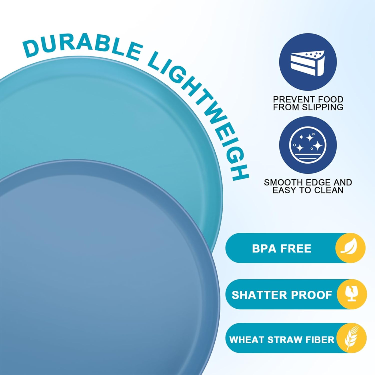 Unbreakable Dinner Plates Set of 8 (9.5-Inch) for Camping & RV Use - 100% Microwave Safe PP Plastic - Lightweight, BPA-Free, Dishwasher Safe - Perfect for Outdoor, Patio, Everyday Use, Warm Series