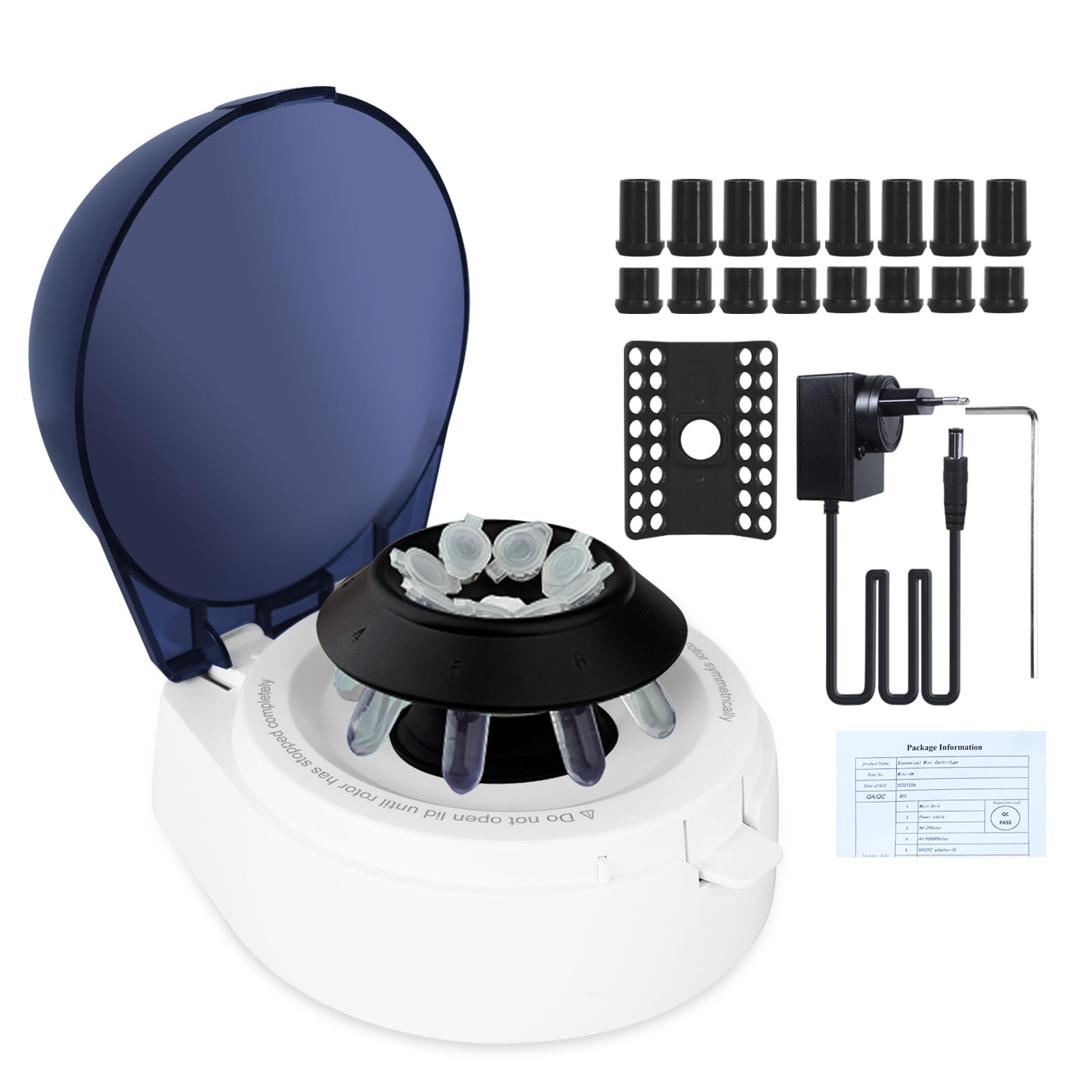 LVDALAB Scientific Mini Centrifuge 7000RPM w/Low Noise, 2680xg RCF Microcentrifuge, Lab Benchtop Centrifuge w/2 Rotors for 8 x 0.2/0.5/1.5/2.0ml and 0.2mL×32 PCR Strips