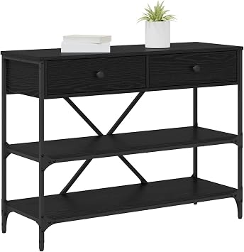 Homgoday Console Table with Drawer with Shelf Other Black oak Living room dining table, coffee table, bedroom bedside table, side table, modern style daily furniture ZSSWQ-UK871306UK