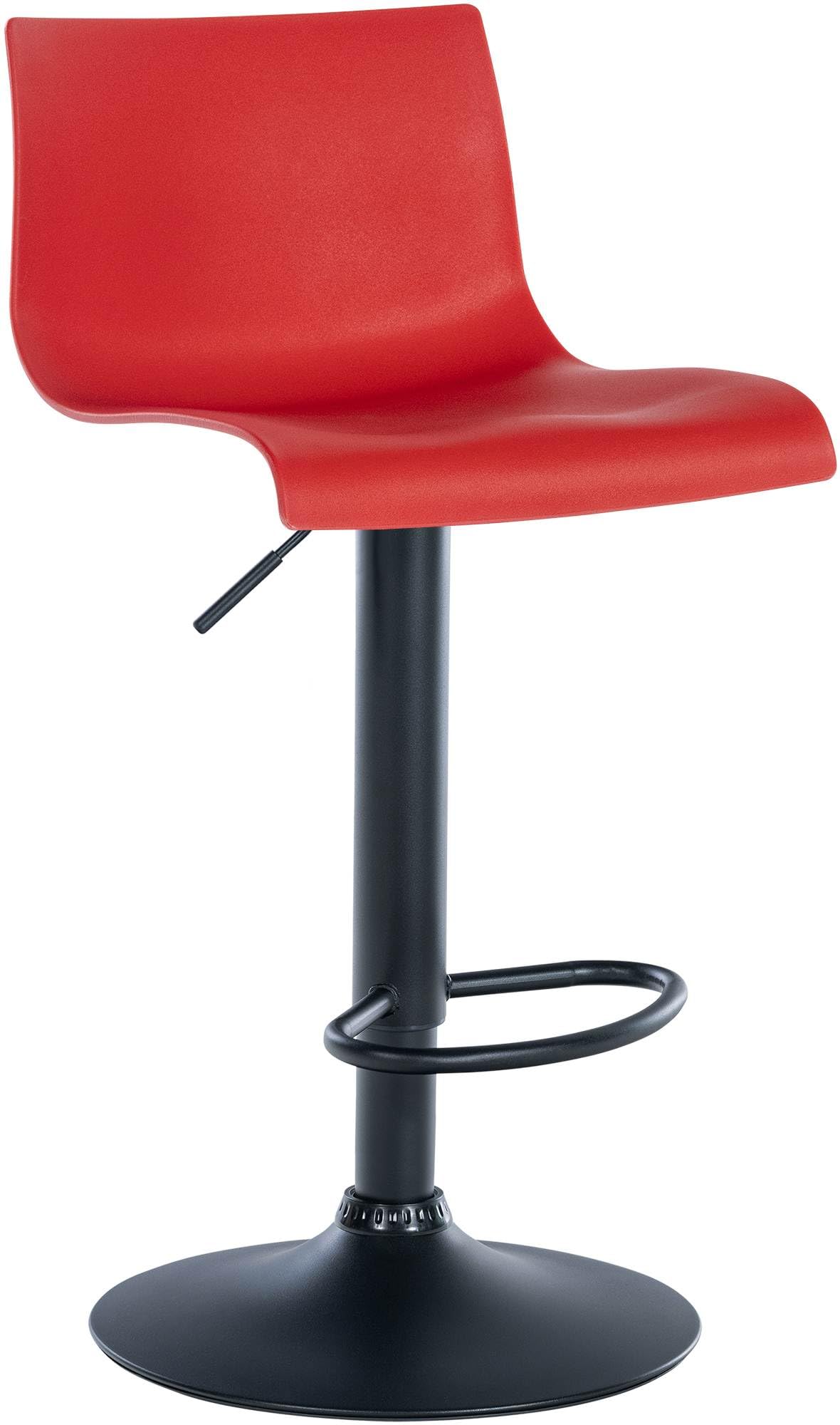 CLP 2er Set Barhocker Branford I Stoff I Kunststoff I Höhenverstellbarer Küchenhocker I Thekenhocker Mit Integrierter Fußstütze Farbe rot Material Kunststoff