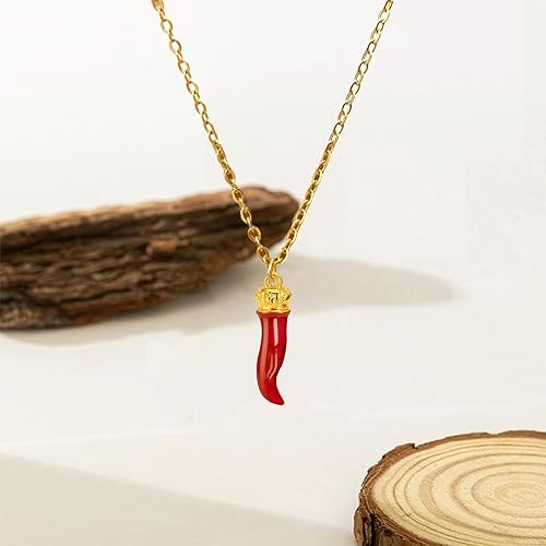 Miniatura 5 de Collar de cuerno italiano, collar de mal de ojo, collares rojos para mujer, collares con dije de chile y pimienta, regalos de joyería, regalo