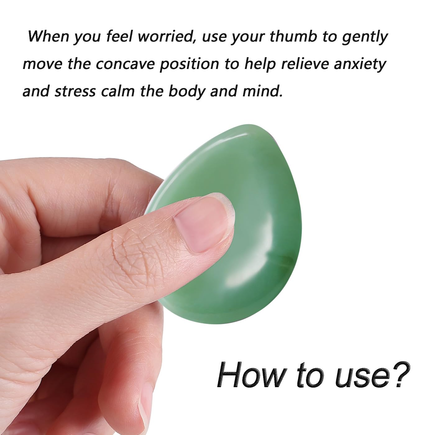 MAIBAOTA Green Aventurine Thumb Worry Stone Anxiety Relief Healing Crystals Gifts for Women Meditation Polished Pocket Reiki Balancing Energy Gemstones - Image 3