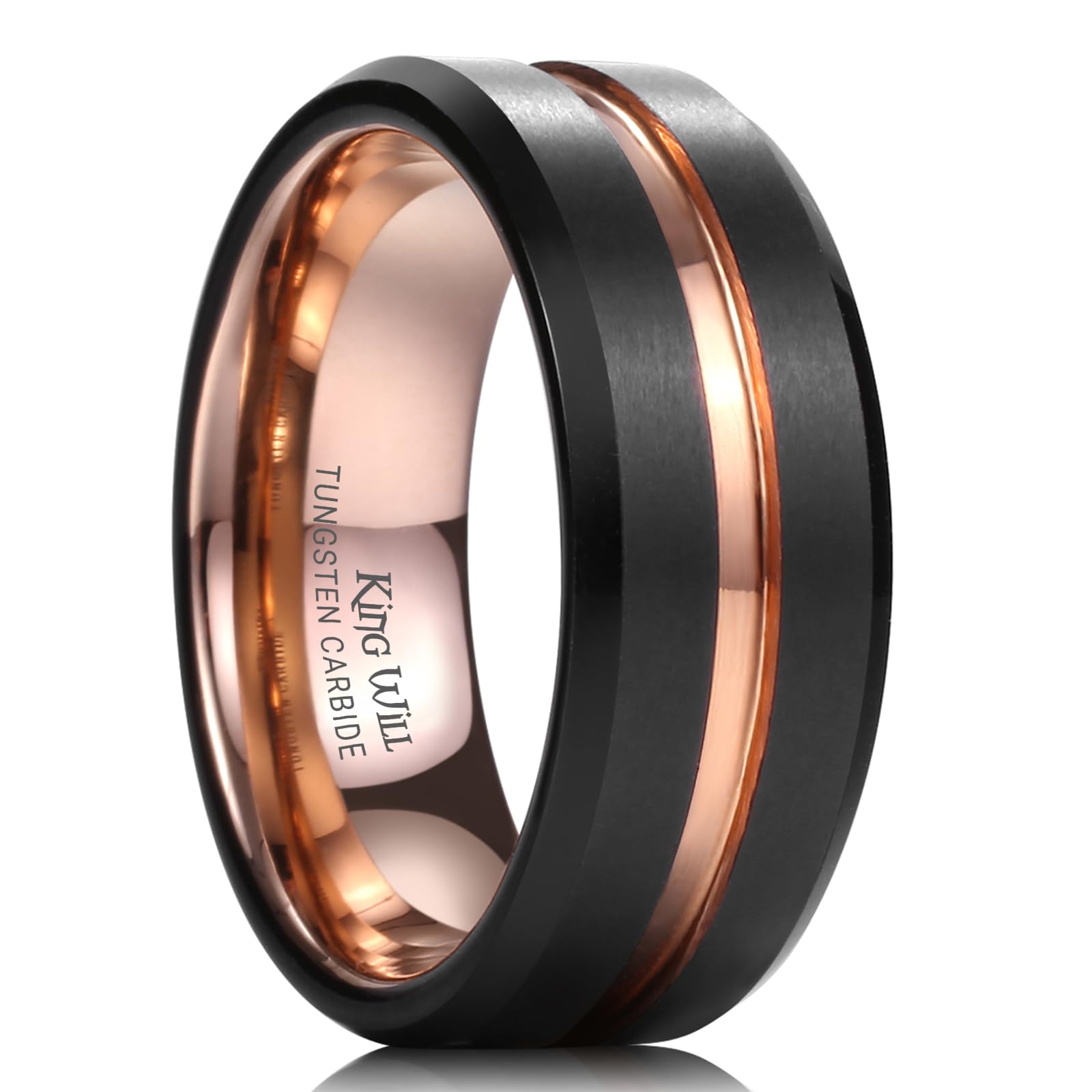Tungsten Carbide Wedding Band for Men Women-6/8/10mm Width Multicolor Available with Grooved Center Wedding Ring Suitable for Work, Gym Comfort Fit Size 4-16