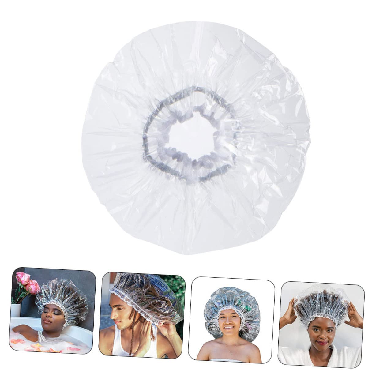 LALAFINA 5piezas Gorro De Ducha Para Adultos Capucha Protectora De Pelo Para Baño y Ducha Para Cabello y Diseño y Portátil y