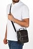 Av A Dos Men's Black Phone Split Leather Plaid Hand Shoulder Cross Strap Bag Medium Size