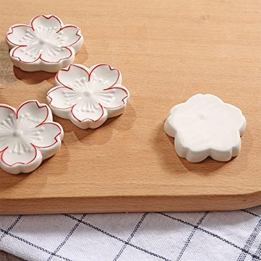 6pcs Sakura Chopsticks Stand, Ceramic Chopsticks Rest Rack Stand Holder, Reusable Table Tool for Chopsticks, Forks, Spoons, Knives, Paint Brushes (Color: F) (F)