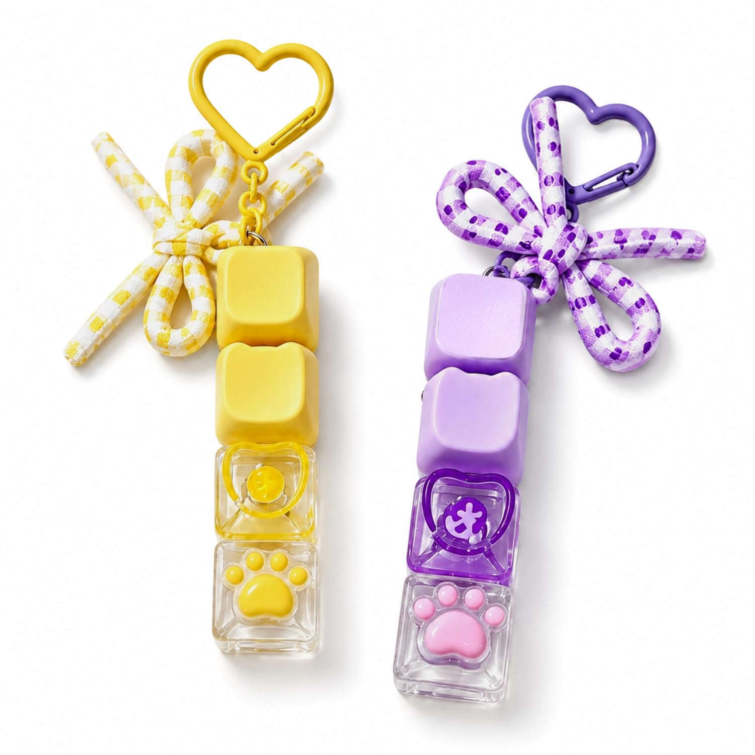 2Pcs Keyboard Fidget Toy with Bow Pendant, Portable Fidget Keyboard