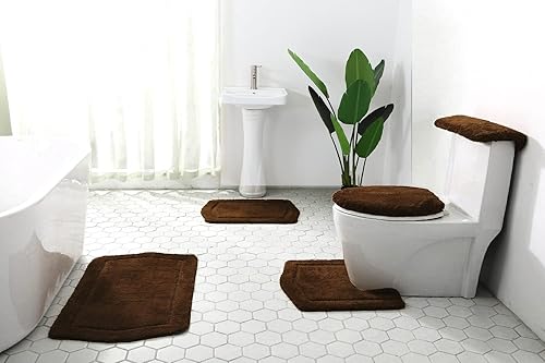 Miniatura 9 de BH Home & Linen Juego de alfombras de baño ultrasuaves de lujo de 5 piezas. Contiene alfombrillas de baño, cubierta de tanque, cubierta de tapa y