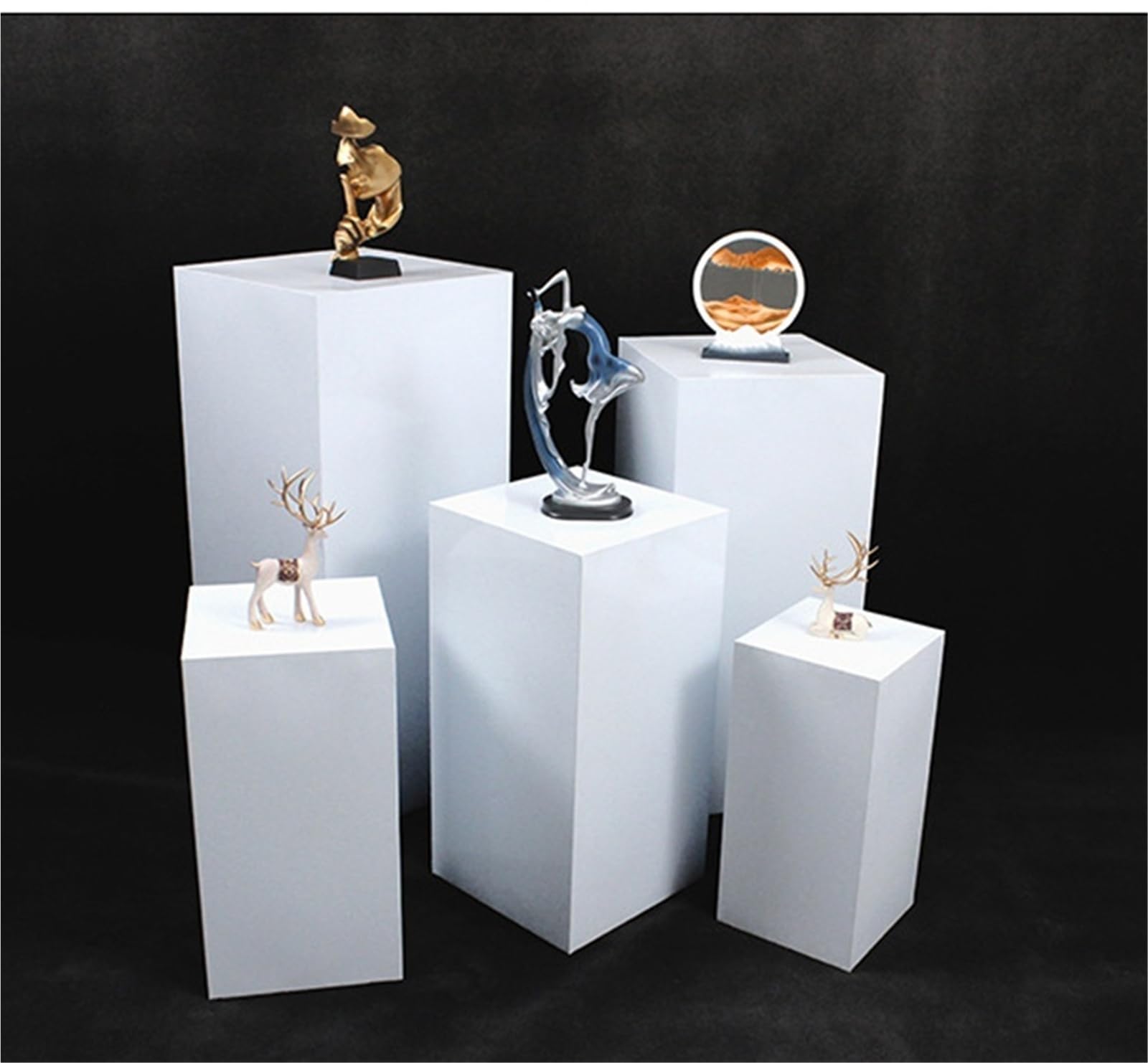 Metall-Ständer für Ausstellung, quadratisch, für Kuchen, Dessert-Tischsäulen, Party, Hochzeitsdekoration, Skulpturen-Display-Säule, 5 Stück