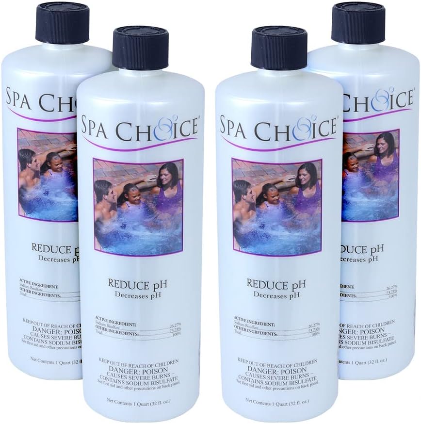SpaChoice 1-Quart 4-Pack Premium Reduce pH, Liquid pH Decreaser for Hot Tub, Made in USA