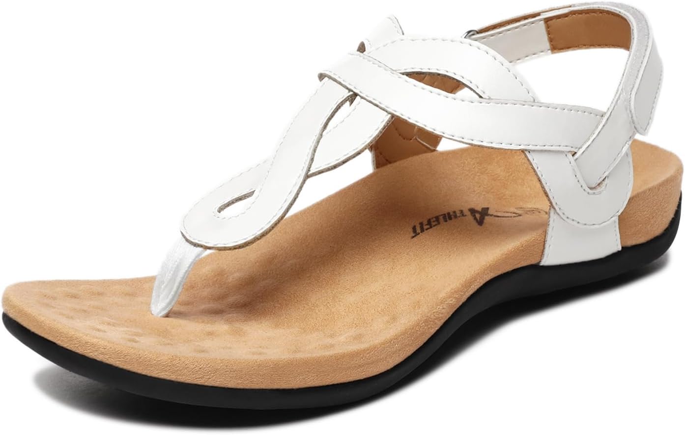 Athlefit Women's Orthopedic Arch Support Sandals Comfortable Thong T-Strap Orthotic Casual Flat Sandals