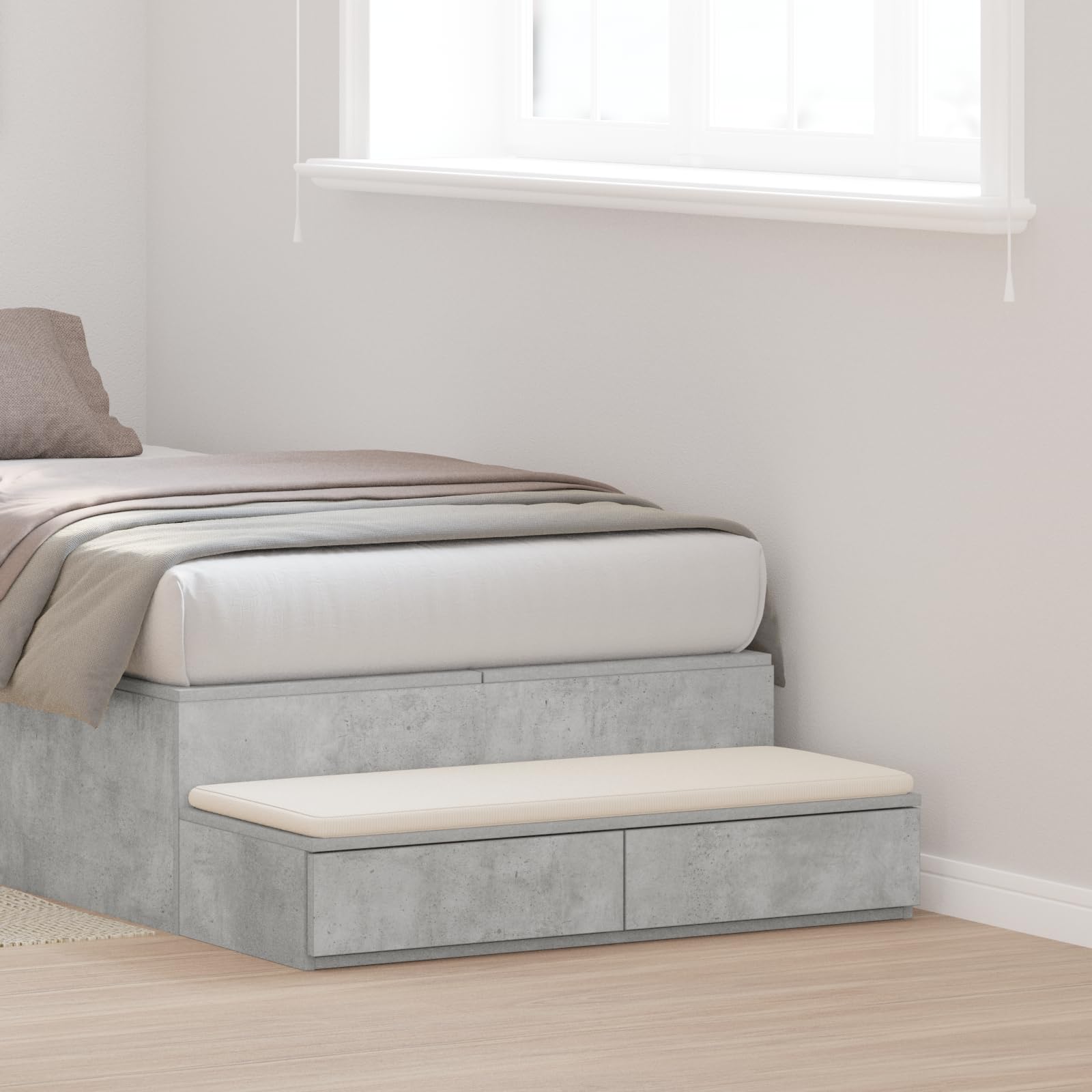 Tiroirs de lit pour chambre à coucher au design gris contemporain