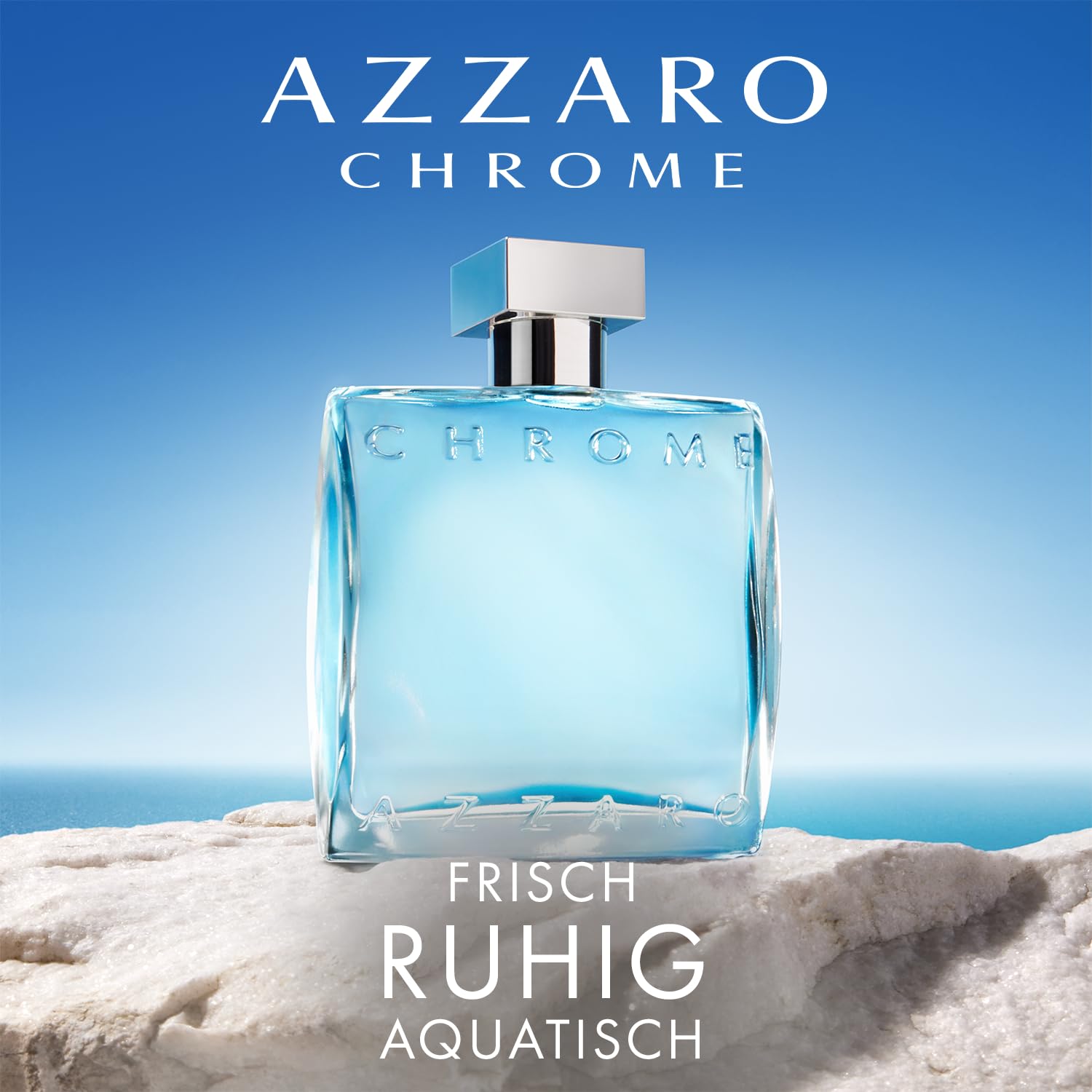 Azzaro Chrome Eau de Toilette, frischer und aquatischer Herrenduft, zitrisch-marines Parfüm mit umhüllender Leichtigkeit, erfrischender Duft für Männer