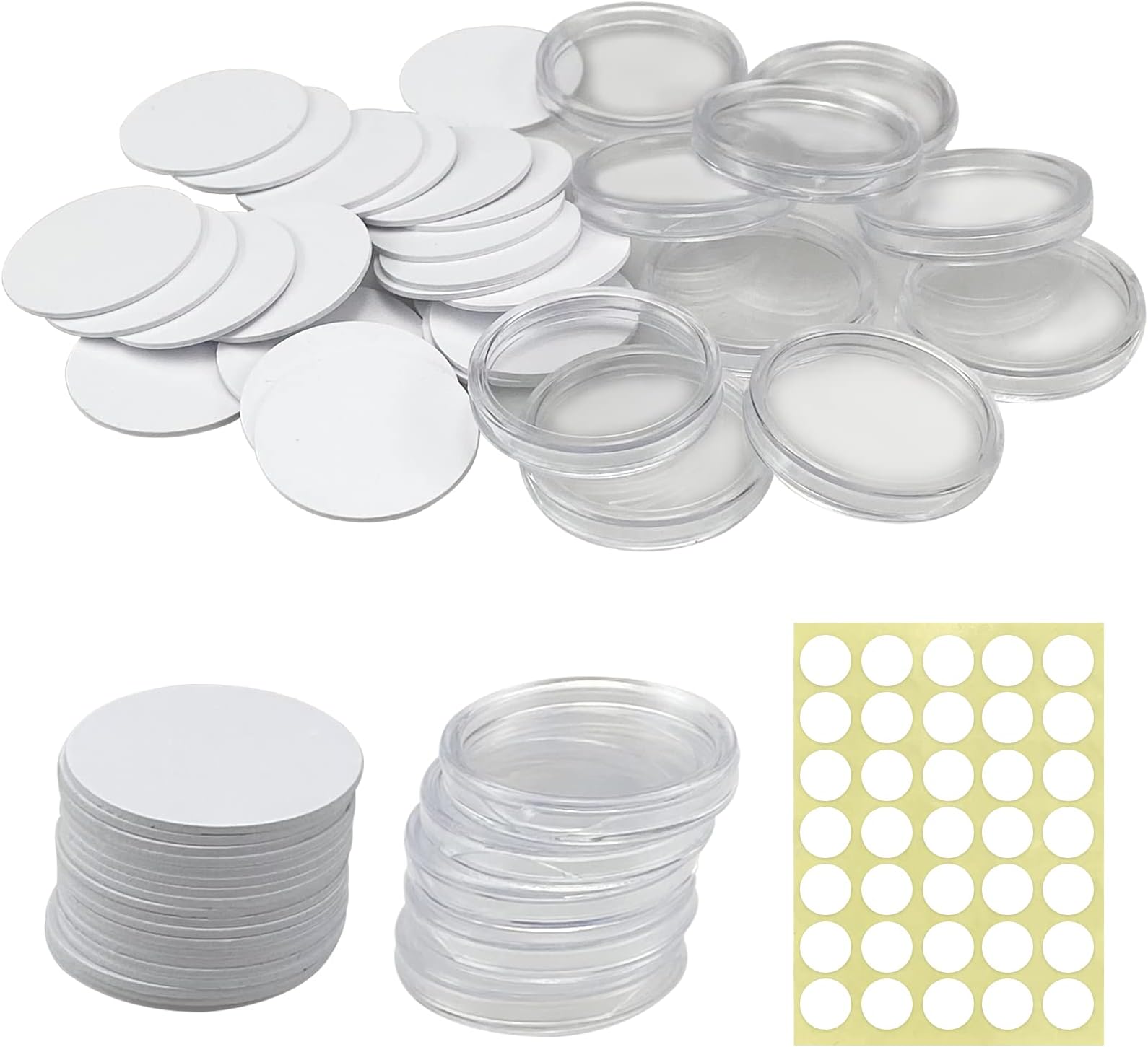 50 Stück NFC Tags NTAG215 - Weiße Runde NFC Karten 25mm, Wiederbeschreibbar 504 Byte Speicher