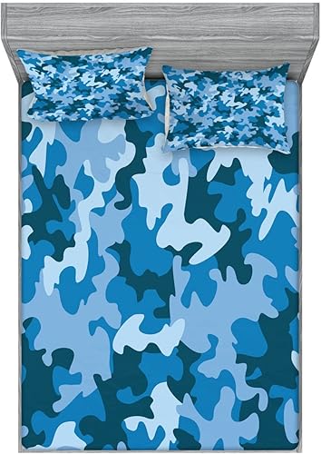 Miniatura 29 de Ambesonne Juego de sábanas bajeras y fundas de almohada de los años 90, patrón geométrico en estilo retro, formas redondas de triángulo de media