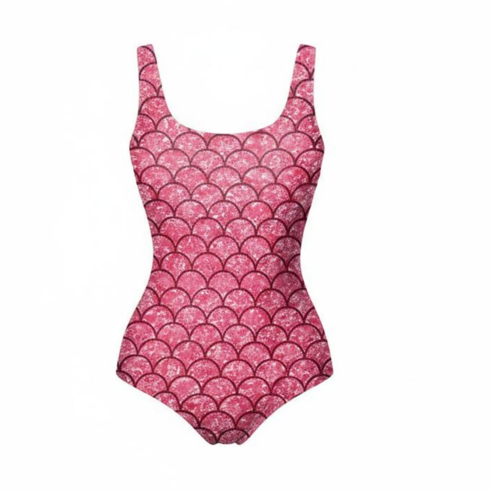 enakshi (label) Enakshi Close-Fitting Rainbow Single-Piece Swimsuit Colorful Aquatic Scale Print Swimsuit Stretchy U-Neck Bathing Suit Quick-Dry for Women, Beach, Swimming Pool, L, Xg202-1003-picture-14